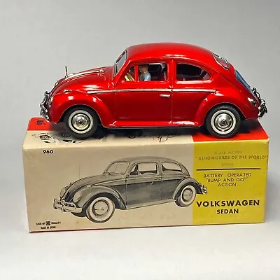 Buy Vintage 1960s RED 10” Bandai Bump & Go Volkswagen Sedan Beetle VW Tin Bug  • 395.61£