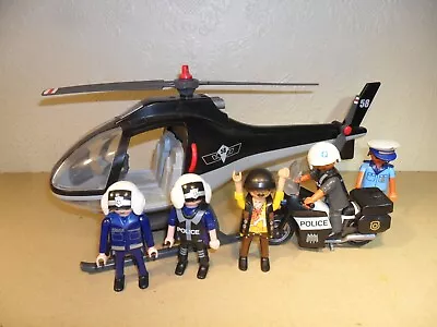 Buy PLAYMOBIL POLICE HELICOPTER + MOTORBIKE (Officer Figures,Robber) • 9.99£