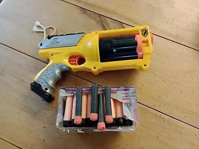 Buy Nerf Yellow N-Strike Maverick REV-6 Revolver Dart Gun Six Shooter + 38 Darts • 3.99£