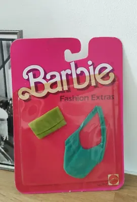 Buy Vintage Mattel Barbie_Original #7957 FASHION EXTRAS Green Bag & Clutch_1984 • 10.18£