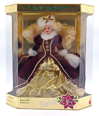 Buy 1996 Happy Holidays Barbie Doll - Blonde / Mattel 15646 / NrfB, Original Packaging Damaged • 42.96£