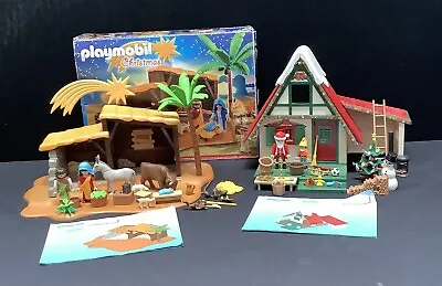 Buy Playmobil  Santas Home 5976 And Christmas Nativity Stable 5588 Christmas Playset • 19.99£