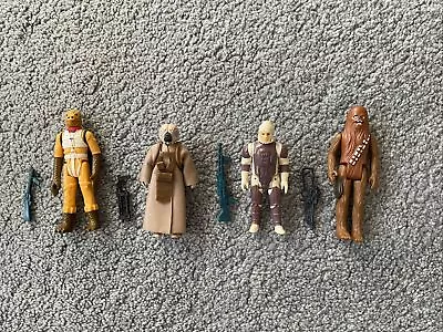 Buy Vintage Star Wars Figures X4, Chewbacca, Dengar, 4-Lom, Bossk, Original Weapons • 40£