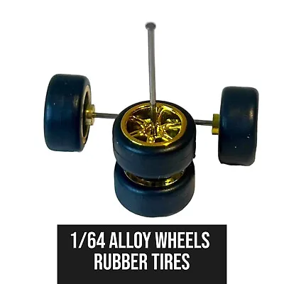 Buy New 6 Spoke Custom Alloy 1:64 Wheels & Tyres Real Riders Rubber Hot Wheels TE37 • 4.25£