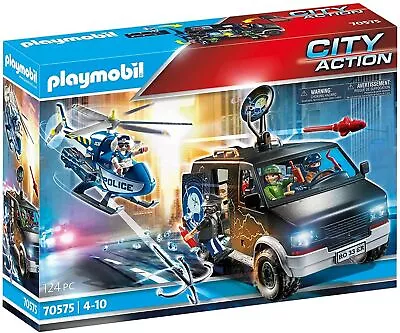 Buy PLAYMOBIL City Action Helicopter Pursuit With Runaway Van Set - 70575 • 62.99£
