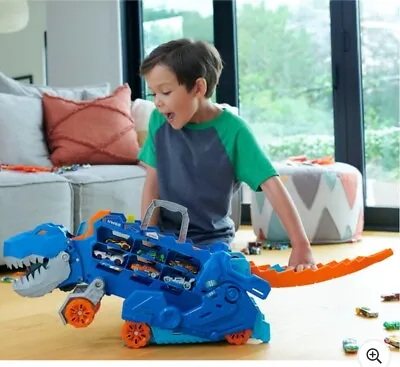 Buy Hot Wheels City Ultimate T-Rex Transporter, Cars Gift Toy Christmas Set For Kids • 109.99£
