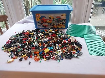 Buy Large Lego Bundle Bricks Figures Wheels Base Plates In A Lego Storage Box 1.7kg • 15£