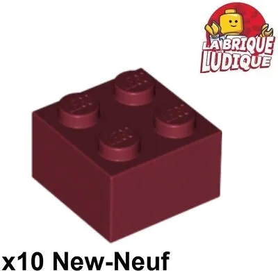 Buy LEGO 10x Brick 2x2 Red Dark / Dark Red 3003 New • 2.46£
