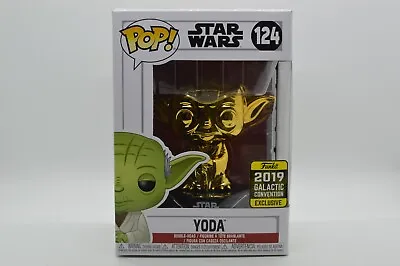 Buy #124 Yoda Gold Chrome 2019 Star Wars Funko Pop In Protector • 22.99£