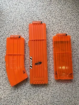Buy 3x NERF Dart Orange Magazine Clips 10,12 & 18 Stick Mags For Foam Dart Blaster • 12.99£