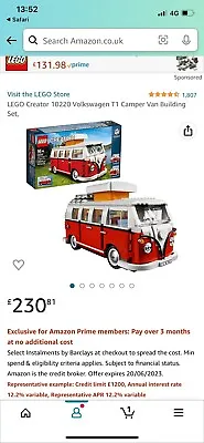 Buy LEGO Creator Expert Volkswagen T1 Camper Van (10220) • 60£