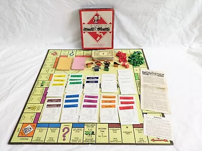 Buy Vintage Monopoly Board Game With Cardboard Tokens & Wooden Buildings C 1940's • 22.50£