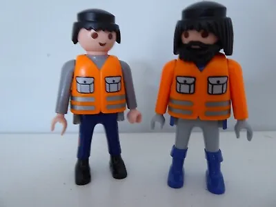 Buy PLAYMOBIL  2 Figures In Orange Hi-Vis Jackets  Workmen? Builder? Airport? (j) • 1.99£