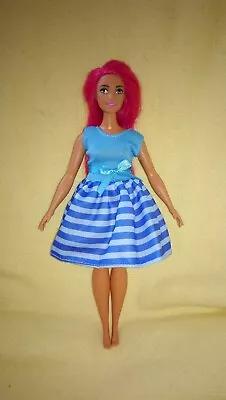 Buy Barbie & Curvy Fashion Dolls Dress Fashionistas Summer Clothing Blue Striped K12 • 4.29£