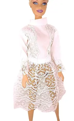 Buy BARBIE 70s White Lace Long Wedding Dress B423 • 8.22£