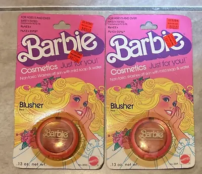Buy SET LOT 2 Vintage 1980 Barbie Cosmetics Blusher 3591 3593 Pink Red NEW Sealed • 22.63£
