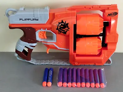 Buy NERF N-STRIKE ZOMBIE FLIPFURY Orange Gun + 12 Darts - Dual Charger • 12.28£
