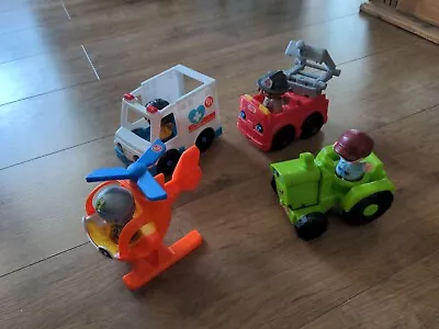 Buy Fisher Price Little People Cars Vehicles Fire Truck Tractor Helicopter + Figures • 20£