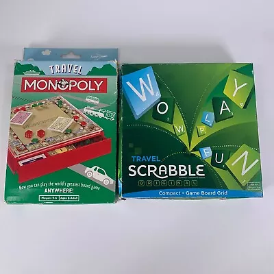 Buy Travel Scrabble & Monopoly Games Compact Board Mattel Complete No Instructions • 12.99£