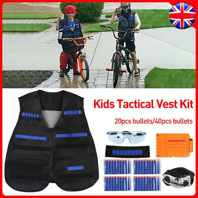 Buy Kids Tactical Vest Kit For Nerf  W/ Accessories Kit Jacket Mask Glasses Bullets • 10.69£