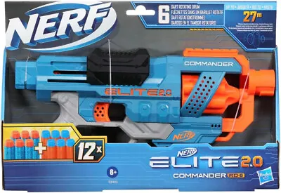 Buy Nerf Elite 2.0 Commander RD-6 Blaster, 12 Official Nerf Darts, Hasbro Toy Gun • 11.99£