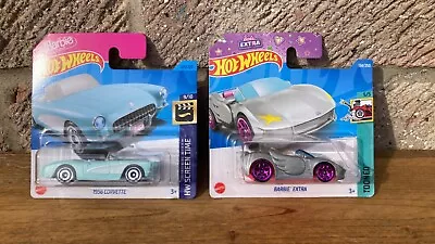 Buy Hot Wheels Barbie Movie Toy Car X 2 Extra # 134 + Corvette # 183 Two Car Job Lot • 9.75£