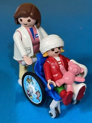 Buy Playmobil Nurse With Child & Teddy Bear  In Wheelchair Hospital Clinic See Pics • 5.99£