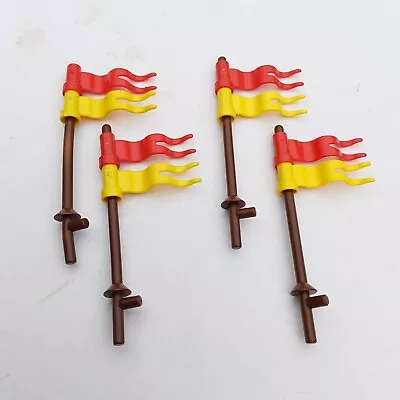 Buy LEGO Vintage Castle Knights X4 Brown Lances Red & Yellow Flags 6080 [a] • 4.95£