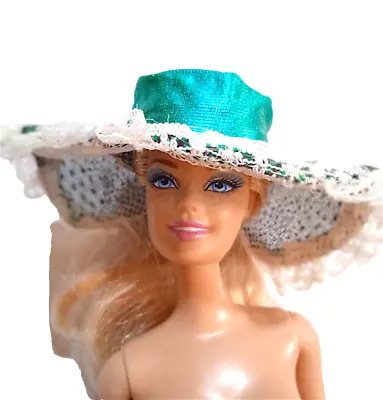 Buy BARBIE 90s Green & Metallic Wide Spread Doll Hat B394 • 5.15£