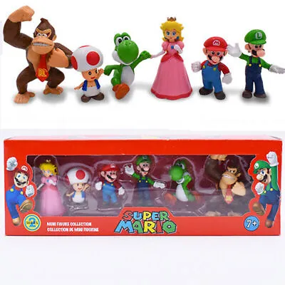 Buy 6PCS Super Mario Bros Action Figure Toys Dolls Luigi Yoshi Mushroom Kids Gifts • 9.99£