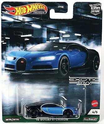 Buy Hot Wheels 1:64 Car Culture Exotic Envy 2016 Bugatti Chiron Blue FPY86-957D Car • 24.95£