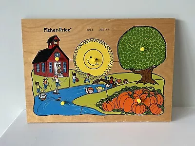 Buy Vintage Fisher Price 1971-1979 Wooden Puzzle Quaker Oats Company School House • 9.95£