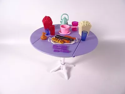 Buy Vintage Barbie Furniture Kitchen Table Folding Table With Lots Of Accessories Purple White (13217) • 13.33£