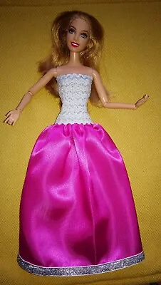 Buy Barbie Glitter Dress Pink Silver Doll Clothing Princess Bride Ball Gown K63 • 5.19£