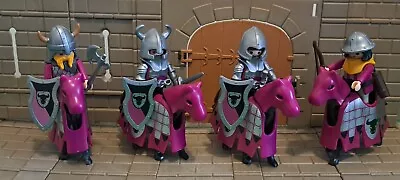 Buy Four Pink Playmobil Barbarian Knights & Horses - Archer/Castle/Weapons/Medieval • 14.50£