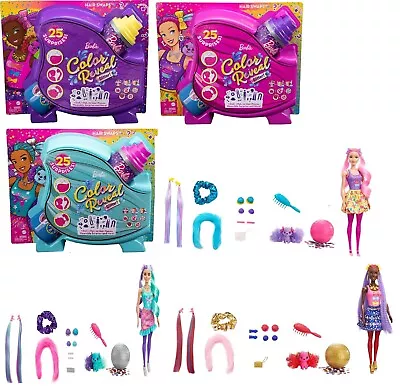Buy Barbie Color Reveal Glitter Hair Swaps Doll With 25 Hairstyling Outfit Party Fun • 45.51£