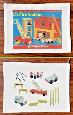 Buy Vintage Fisher Price Little People 928 FIRE STATION ZIPPER CANVAS STORAGE BAG • 11.37£