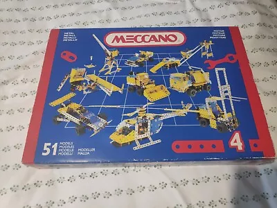 Buy 1990's Meccano Set #4 Metal Construction Kit - 51 Models, Motor + Extras • 50£