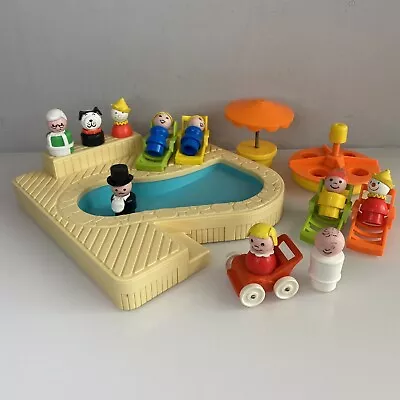 Buy Vintage Fisher Price Little People Swimming Pool Accessories And Figures 1980s • 39.99£