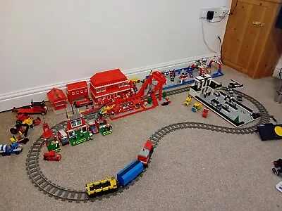 Buy Vintage Lego Sets 9v Train Town Police Fire Station F1 Raceway Huge Layout  • 313£