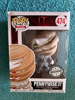 Buy Pennywise With Wig Funko Pop Vinyl Figure #474 IT Clown Yellow Eyes Damaged Box • 12.95£
