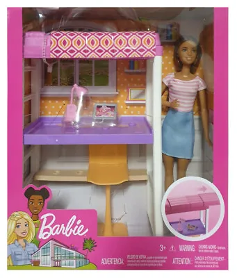 Buy Barbie FXG52 - Deluxe Set Furniture High Bed With Desk, Doll & Accessories, NEW • 25.90£