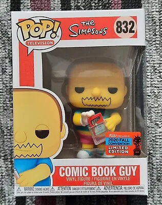Buy The Simpsons COMIC BOOK GUY Funko Pop! 2020 Fall Convention Limited Edition #832 • 10£