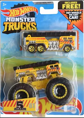Buy Hot Wheels Monster Trucks 5 Alarm With Hot Wheels Car 1:64 Scale. New. Sealed. • 13.45£