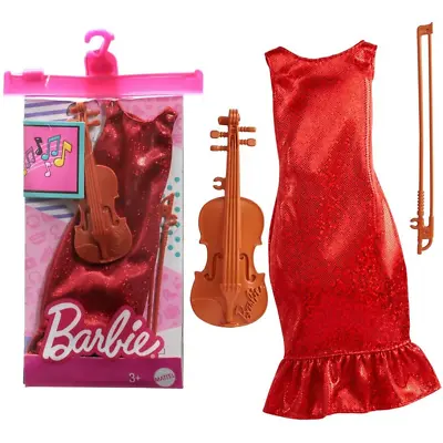 Buy Barbie Career Outfit Clothes & Accessories Mattel - Red Sparkly & Violin Outfit • 9.99£