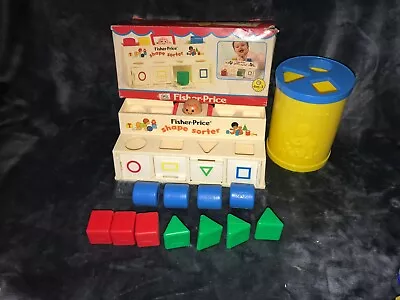 Buy Vintage Retro Fisher Price 1974 Shape Sorter Toy With Extra Shapes + Barrel • 14.99£