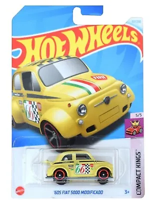 Buy Hot Wheels 60s Fiat 500D Modificado Compact Kings 2024 NEW Yellow Colour • 4.49£