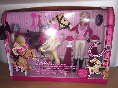 Buy Mattel Barbie JUMP WITH TAWNY Jumping Tawny Doll & Horse SET L4395 MIB, 2006 • 37.71£