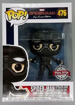 Buy Funko POP #476 Spider-Man (Stealth Suit- Goggles Up) Far From With POP Protector • 12.59£