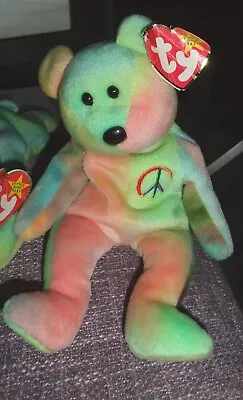 Buy Ty Beanie Babies Tie Dye Peace Bear • 9.99£